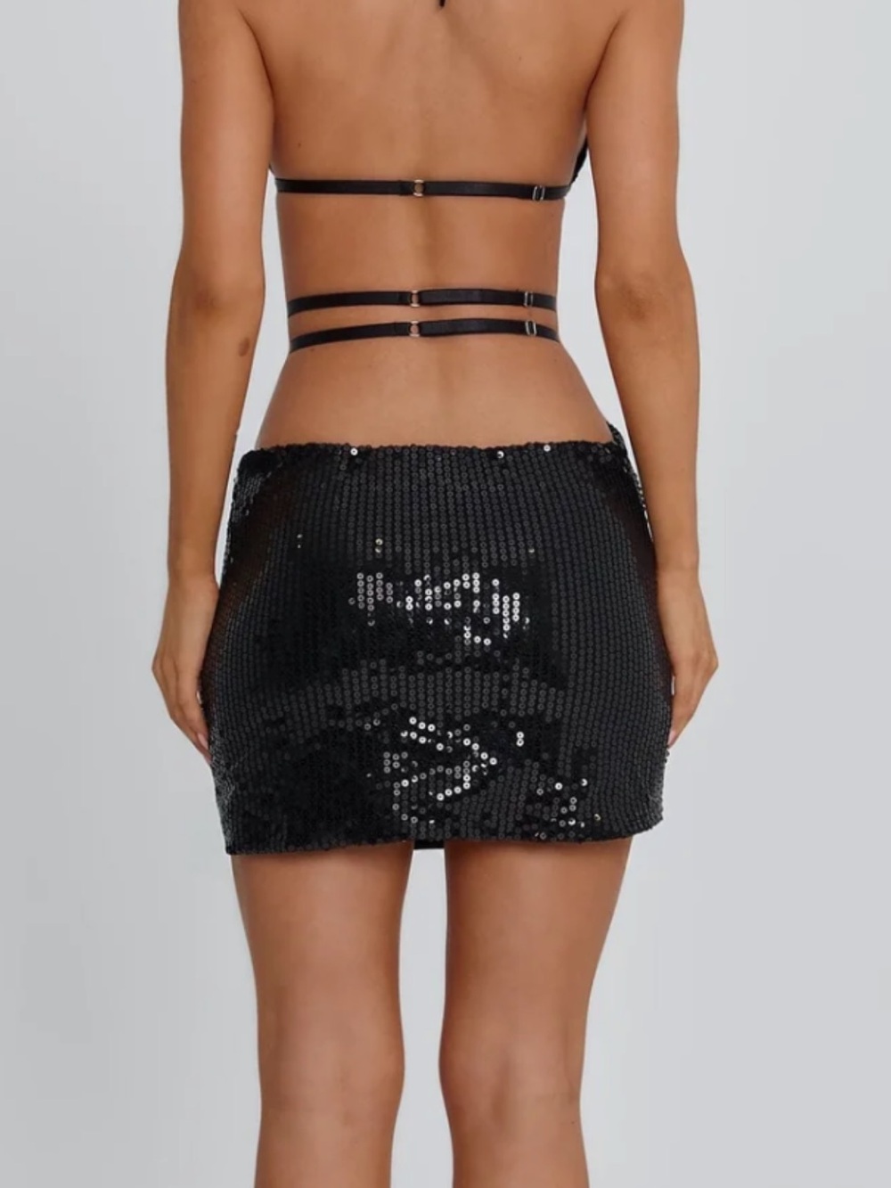 Outcast NWT size XS IVs black sequin mini dress - Picture 3 of 8